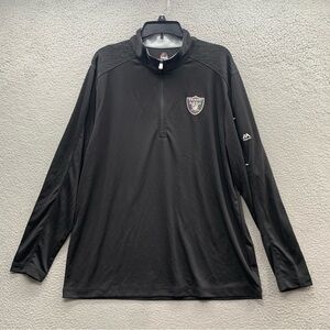 Majestic NFL Raiders Football Black 1/4 Zip Pullover Jacket Cool Base Mens XL